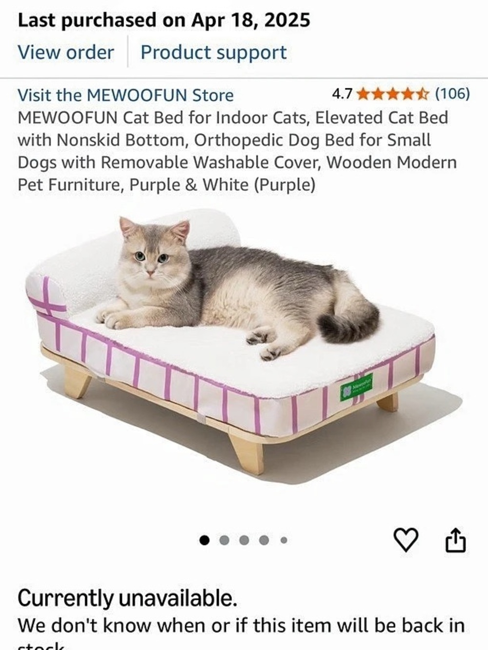 Wooden Cat Bed White & Pink